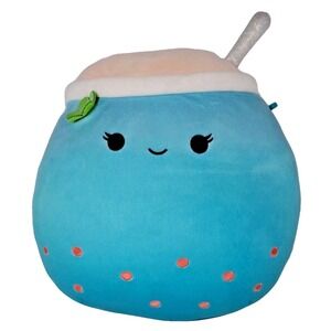 Squishmallows Blue Boba Tea Plush‎ 8 Inch Stuffed Animal Silver Glitter Straw